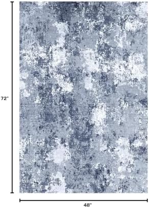 Modern Abstract 4x6 Rug, Soft Washable Area Rug for Bedroom, Non Slip Thin Fo...