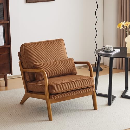 VINGLI Upgraded Premium Corduroy Accent Chair,Upholstered Arm Chair,Solid Woo...