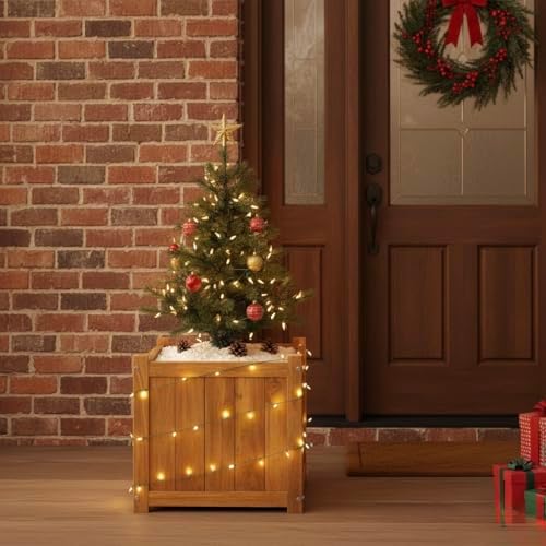 Idzo Hardwood Outdoor Flower Box, Durable Acacia Wood Flower Boxes for Outdoo...