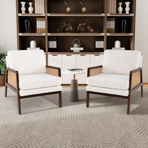 Giantex Mid Century Modern Accent Chair, Boho Boucle Living Room Arm Chair w/...