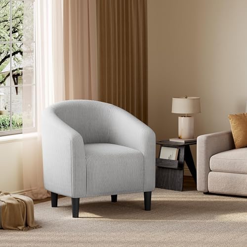 Yaheetech Small 25.5in Wide Corduroy Accent Chair for Bedroom, Light Gray