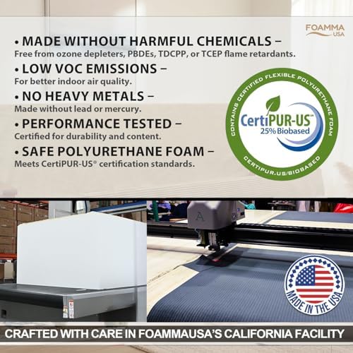 FoammaUSA Premium Corduroy Futon Couch Mattress – Made in USA 6-Inch Memory F...