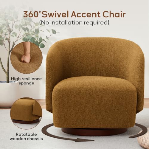Zihanhome Boucle Swivel Accent Chair, No Assembly Armchair (1, Yellow)