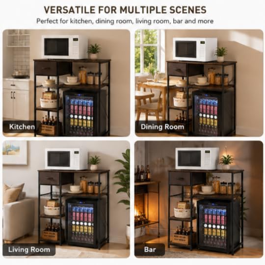 VINGLI Bakers Racks for Kitchens with Storage Mini Fridge Stand Bar Cabinet w...