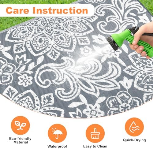 Findosom Waterproof Outdoor Rug 6' x 9' - Reversible Mandala Outdoor ...