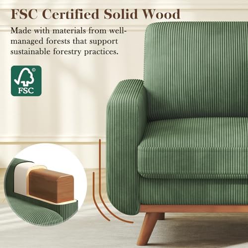 Vesgantti 38.5" Accent Chair Green, Comfy Corduroy Single Sofa Seat with...