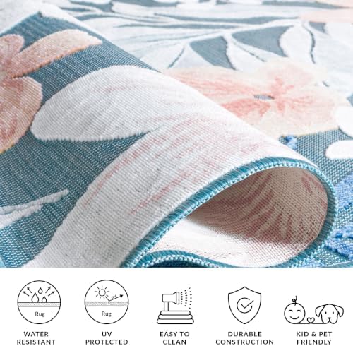 SAFAVIEH Washable Rug Outdoor Cabana Collection - 8' x 10', Aqua &...