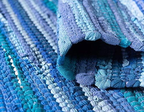 Unique Loom Chindi Cotton Collection Soft Hand Woven Natural Fiber Striped Ar...