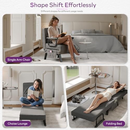 TYBOATLE Sleep Chair, Folding Sleeper Chairs for Adults (Dark Grey)