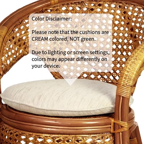 Pelangi Handmade Rattan Dining Wicker Chair Colonial Color w/Cream Cushion