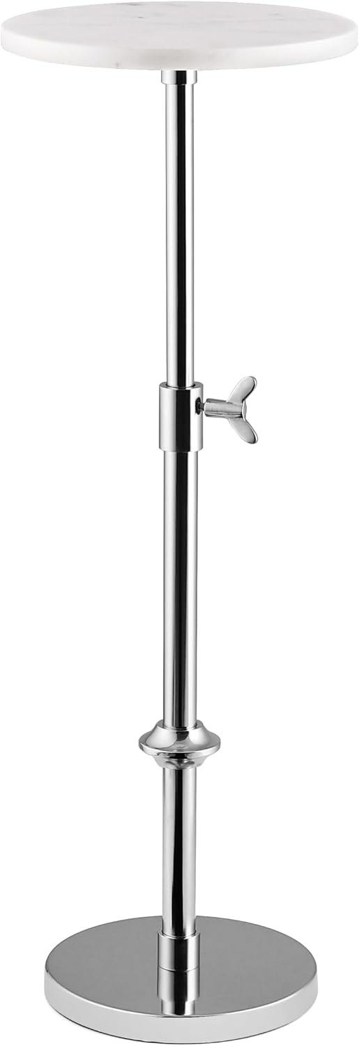Modern Chrome Side Table Adjustable Height – Polished Chrome Finish Bedside T...