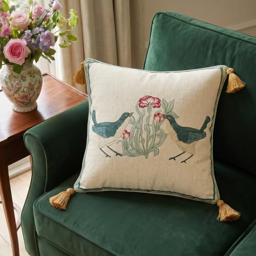patdrea French Vintage Linen Throw Pillow Cover,18"x18",Set of 2-Ce...