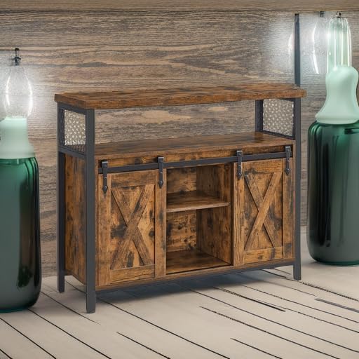 VASAGLE Buffet Cabinet, Coffee Bar Storage Cabinet, Sideboard with 2 Sliding ...