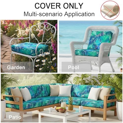 NettyPro Outdoor Cushion Slipcovers Waterproof 4 Pack Patio Chair Seat Cushio...