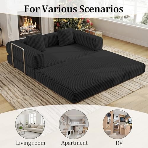 BSHOMGI Convertible Futon Sofa Bed, Boneless Couch for Living Room,Modular Fu...