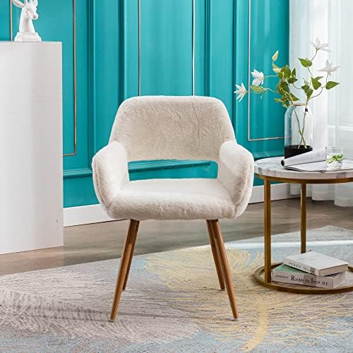 KCC Desk Chair No Wheels Makeup Vanity Chair for Living Room,1PC,White