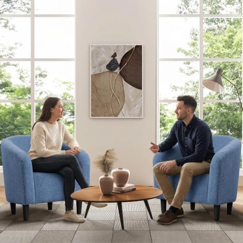 Yaheetech Compact Sherpa Accent Chairs Set of 2 for Small Spaces, Blue