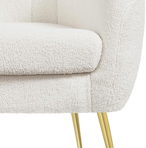 Yaheetech Barrel Accent Chair, Modern Cozy Vanity Chair, Ivory