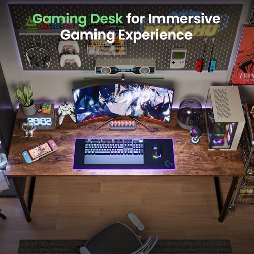 Huuger Computer Desk, 55 Inch Home Office Desk, Gaming Writing Work from Home...