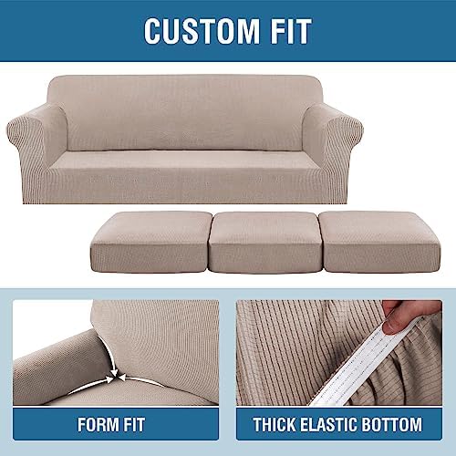 H.VERSAILTEX 4 Piece Stretch Sofa Covers for 3 Cushion Couch Covers for Livin...