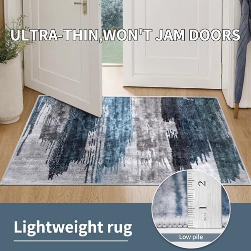 Ciicool 5x7 Area Rugs for Living Room, Modern Abstract Washable Carpet Navy