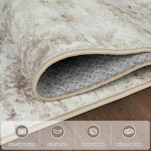 Aelenmu 9x12 Area Rugs for Living Room Bedroom Dining Room Washable Beige