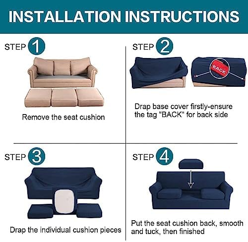 Turquoize 4 Piece Sofa Covers for 3 Cushion Couch Sofa Slipcover Soft Couch C...