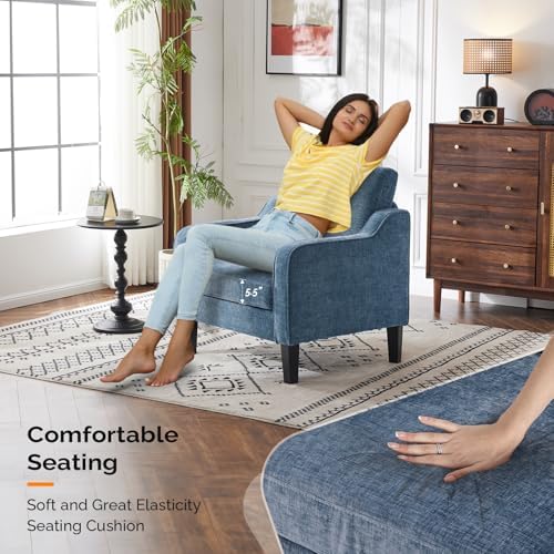 VINGLI Navy Blue Accent Chair Chenille Upholstered Armchair for Living Room