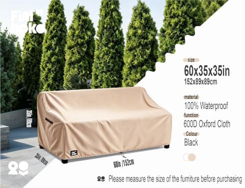 2-Seater Patio Loveseat Cover, 60Wx38Dx35H inches Outdoor Furniture Covers Wa...