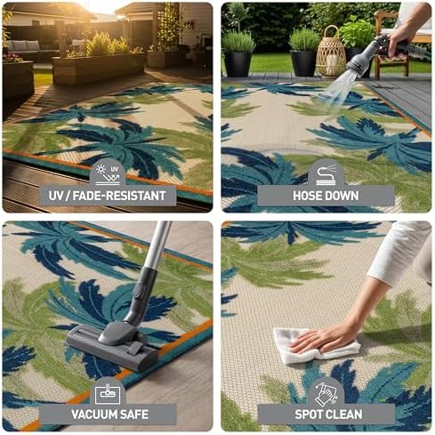 Rugshop Tropical High-Low Textured Indoor Outdoor Rug Multi 4' x 6'
