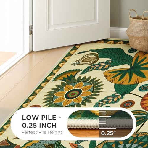 Joydeco Egypt Floral Large Washable 9x12 Area Rugs for Living Room Bedroom