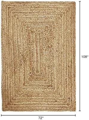KEMA Jute Braided Hand Woven Area Rug - 6x9 Feet, Natural