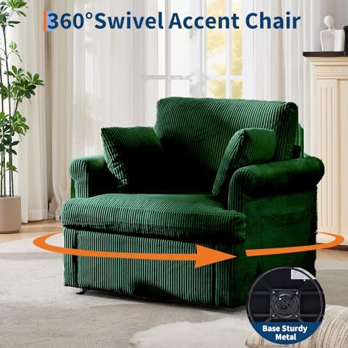 Garvee 39" Modern 360 °Swivel Accent Chair,Large Corduroy Accent Chairs ...