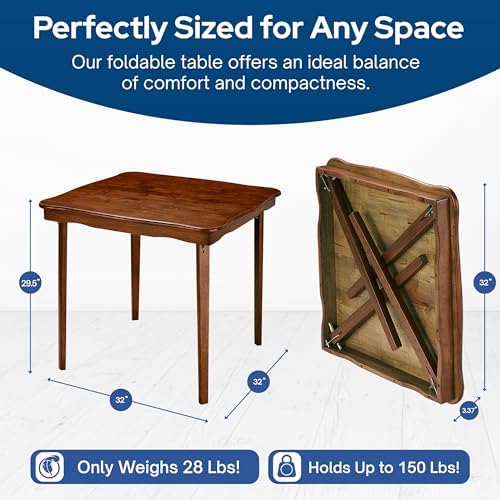 Stakmore Stylish Durable Versatile Square Folding Table, Cherry