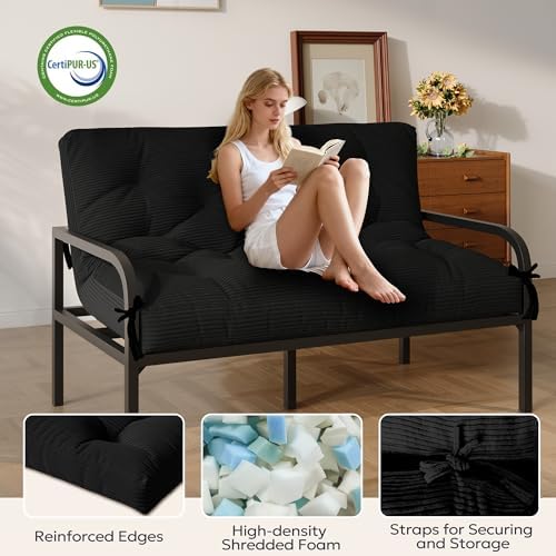 Furnify 6" Futon Mattress Queen Size, Futons Sofa Couch Bed with Straps,...