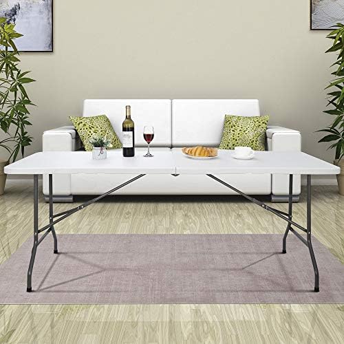 SUPER DEAL 6FT Folding Table for Indoor Outdoor, Portable Heavy Duty Fold-in-...