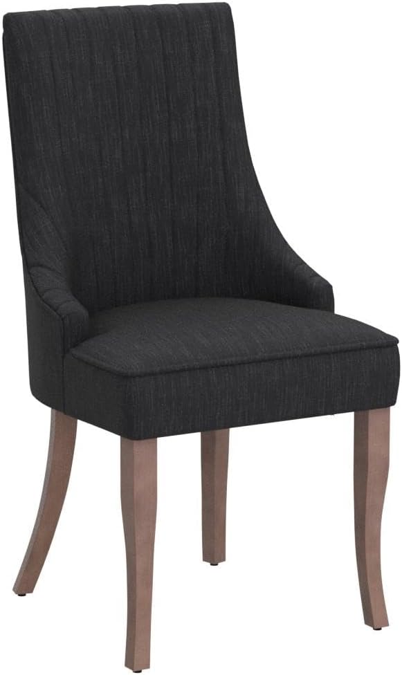 mikibama Linen Dining Chairs Set of 2 Channel Tufted Kitchen Dinner Chair Com...