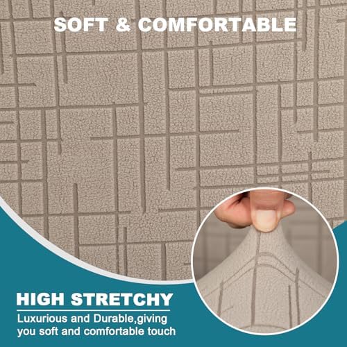 KRFOONN Stretch Chair Covers with Arms Jacquard 1-Piece Mid Century Modern Ar...