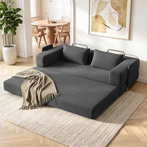 78" 5-in-1 Convertible Futon Sofa Bed, Boneless Couch for Living Room