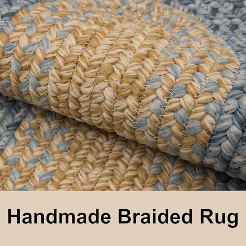 RCTJHOME 3x5 Oval Braided Area Rug Natural Rust Blue Farmhouse Kitchen Mat