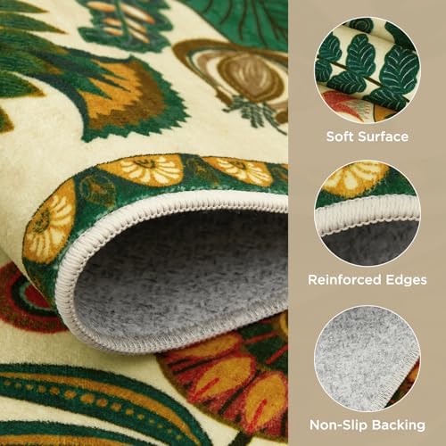 Joydeco Egypt Floral Large Washable 9x12 Area Rugs for Living Room Bedroom