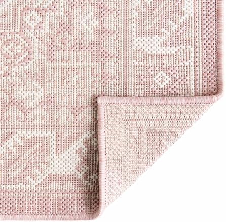 Rugs.com - Outdoor Aztec Rug – 5 Ft Square Pink Stain-Resistant Indoor/Outdoo...