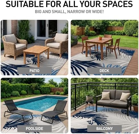 Rugshop Lucca Indoor/Outdoor Contemporary Floral Deck Area Rug Navy 5' x ...