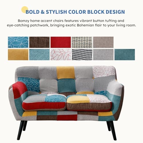 Bonzy Home Modern Colorful 3 Piece Coroful Fabric Sofa Set, Included Accent C...