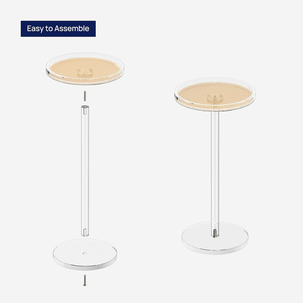 HMYHUM Acrylic Rattan Drink Table for Small Spaces, 11.8'' L x 11.8