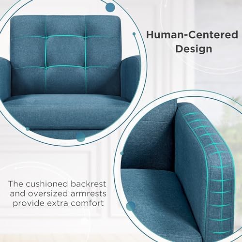 Yaheetech Mid Century Accent Chair Living Room Chair Navy Blue
