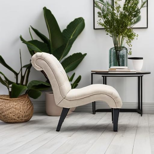 Mid Century Modern Accent Chair, Upholstered Button Tufted Chair