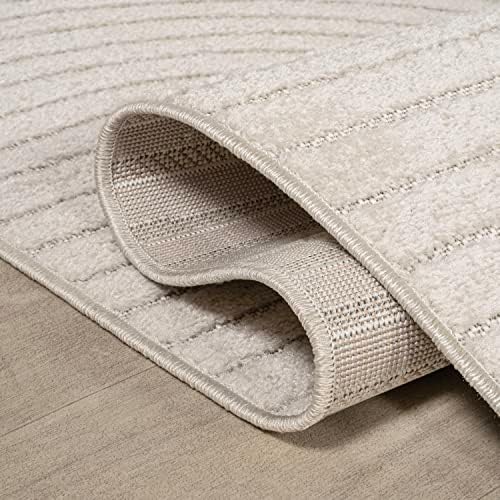 JONATHAN Y Hallie High-Low Curve Ivory/Cream Indoor/Outdoor Area Rug, 4x6, Mi...