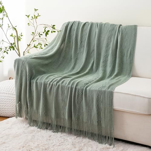 BATTILO HOME Sage Green Throw Blanket for Couch, 50"x60"