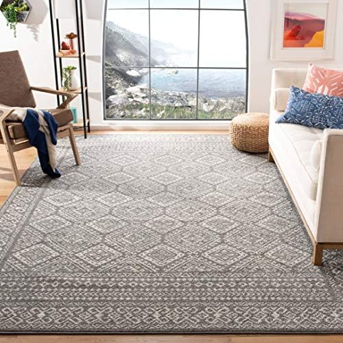 SAFAVIEH Tulum Area Rug 8x10, Textured Large Dark Grey & Ivory TUL264F